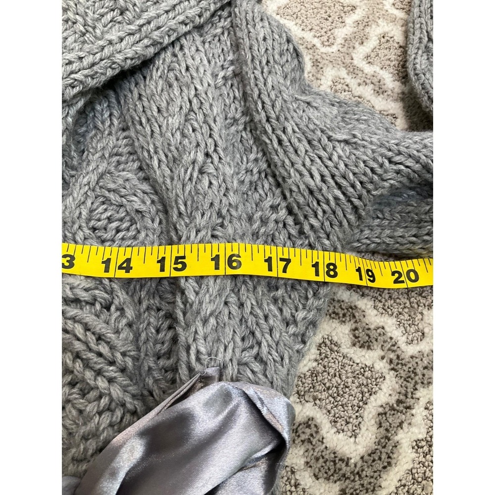 xxi Chunky Cardigan‎ Y2K Wrap Open Wool Blend Satin Belt Oversized Cottagecore M - Picture 4 of 6
